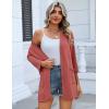 Zeagoo Women’s Casual Lightweight Cardigan 3/4 Sleeve Open Front Loose Thin Cardigans with Pockets(Deep Red)