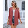 Zeagoo Women’s Casual Lightweight Cardigan 3/4 Sleeve Open Front Loose Thin Cardigans with Pockets(Deep Red)