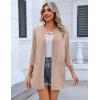 Zeagoo Women’s Casual Lightweight Cardigan 3/4 Sleeve Open Front Loose Thin Cardigans with Pockets(Khaki)