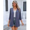 Zeagoo Women’s Casual Lightweight Cardigan 3/4 Sleeve Open Front Loose Thin Cardigans with Pockets(Navy Blue)