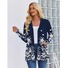 Zeagoo Women’s Lightweight Cardigan Open Front Long Sleeve Casual Loose Thin Cardigans with Pockets 2026(A-floral Navy 103)
