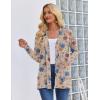 Zeagoo Women’s Lightweight Cardigan Open Front Long Sleeve Casual Loose Thin Cardigans with Pockets 2026(A-flower Khaki)
