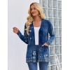 Zeagoo Women’s Lightweight Cardigan Open Front Long Sleeve Casual Loose Thin Cardigans with Pockets 2026(A-flower Navy)