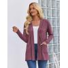 Zeagoo Women’s Lightweight Cardigan Open Front Long Sleeve Casual Loose Thin Cardigans with Pockets 2026(Wine Red)