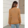 Zeagoo Women’s Lightweight Crochet Cropped Cardigan 2026 V Neck Long Sleeve Button up Bolero Shrug Sweater(Light Brown)