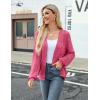 Zeagoo Women’s Lightweight Crochet Cropped Cardigan 2026 V Neck Long Sleeve Button up Bolero Shrug Sweater(Rose)