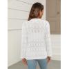 Zeagoo Women’s Lightweight Crochet Cropped Cardigan 2026 V Neck Long Sleeve Button up Bolero Shrug Sweater(White)