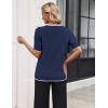 Zeagoo Women’s Short Sleeve Sweater 2026 Spring Summer Tops Lightweight Casual V Neck Sweaters Dressy Work Blouses Clothes(Navy Blue)