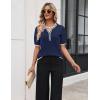 Zeagoo Women’s Short Sleeve Sweater 2026 Spring Summer Tops Lightweight Casual V Neck Sweaters Dressy Work Blouses Clothes(Navy Blue)