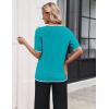 Zeagoo Women’s Short Sleeve Sweater 2026 Spring Summer Tops Lightweight Casual V Neck Sweaters Dressy Work Blouses Clothes(Peacock Blue)