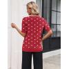 Zeagoo Women’s Short Sleeve Sweater 2026 Spring Summer Tops Lightweight Casual V Neck Sweaters Dressy Work Blouses Clothes(Z- Red Heart)