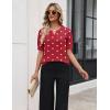 Zeagoo Women’s Short Sleeve Sweater 2026 Spring Summer Tops Lightweight Casual V Neck Sweaters Dressy Work Blouses Clothes(Z- Red Heart)