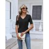 Zeagoo Womens Short Sleeve Sweater 2026 Summer V Neck Lightweight Sweater Tops Dressy Ribbed Knit Outfits with Buttons(Black)