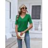 Zeagoo Womens Short Sleeve Sweater 2026 Summer V Neck Lightweight Sweater Tops Dressy Ribbed Knit Outfits with Buttons(Green)