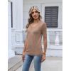 Zeagoo Womens Short Sleeve Sweater 2026 Summer V Neck Lightweight Sweater Tops Dressy Ribbed Knit Outfits with Buttons(Khaki)