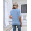 Zeagoo Womens Short Sleeve Sweater 2026 Summer V Neck Lightweight Sweater Tops Dressy Ribbed Knit Outfits with Buttons(Light Blue)