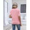 Zeagoo Womens Short Sleeve Sweater 2026 Summer V Neck Lightweight Sweater Tops Dressy Ribbed Knit Outfits with Buttons(Pink-white)