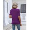 Zeagoo Womens Short Sleeve Sweater 2026 Summer V Neck Lightweight Sweater Tops Dressy Ribbed Knit Outfits with Buttons(Purple)