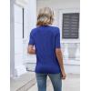 Zeagoo Womens Short Sleeve Sweater 2026 Summer V Neck Lightweight Sweater Tops Dressy Ribbed Knit Outfits with Buttons(Royal Blue)