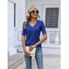 Zeagoo Womens Short Sleeve Sweater 2026 Summer V Neck Lightweight Sweater Tops Dressy Ribbed Knit Outfits with Buttons(Royal Blue)