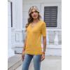 Zeagoo Womens Short Sleeve Sweater 2026 Summer V Neck Lightweight Sweater Tops Dressy Ribbed Knit Outfits with Buttons(Yellow)