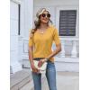 Zeagoo Womens Short Sleeve Sweater 2026 Summer V Neck Lightweight Sweater Tops Dressy Ribbed Knit Outfits with Buttons(Yellow)