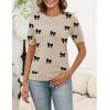 Zeagoo Women’s Short Sleeve Sweater Tops 2026 Spring Summer Crew Neck Hollow Out Blouses Dressy Business Casual Outfits(Black Bow)