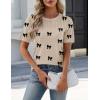 Zeagoo Women’s Short Sleeve Sweater Tops 2026 Spring Summer Crew Neck Hollow Out Blouses Dressy Business Casual Outfits(Black Bow)