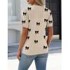 Zeagoo Women’s Short Sleeve Sweater Tops 2026 Spring Summer Crew Neck Hollow Out Blouses Dressy Business Casual Outfits(Black Bow)