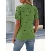 Zeagoo Women’s Short Sleeve Sweater Tops 2026 Spring Summer Crew Neck Hollow Out Blouses Dressy Business Casual Outfits(Green Polka Dots)