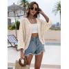 Zeagoo Womens Summer Crochet Cardigan Sweaters Lightweight Open Front 3/4 Sleeve Batwing Kimono Boho Knit Cover Ups 2026(Apricot)