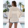 Zeagoo Womens Summer Crochet Cardigan Sweaters Lightweight Open Front 3/4 Sleeve Batwing Kimono Boho Knit Cover Ups 2026(Apricot)