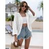 Zeagoo Womens Summer Crochet Cardigan Sweaters Lightweight Open Front 3/4 Sleeve Batwing Kimono Boho Knit Cover Ups 2026(A_white)