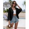 Zeagoo Womens Summer Crochet Cardigan Sweaters Lightweight Open Front 3/4 Sleeve Batwing Kimono Boho Knit Cover Ups 2026(Black)