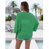 Zeagoo Womens Summer Crochet Cardigan Sweaters Lightweight Open Front 3/4 Sleeve Batwing Kimono Boho Knit Cover Ups 2026(Green)