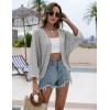 Zeagoo Womens Summer Crochet Cardigan Sweaters Lightweight Open Front 3/4 Sleeve Batwing Kimono Boho Knit Cover Ups 2026(Grey)