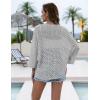 Zeagoo Womens Summer Crochet Cardigan Sweaters Lightweight Open Front 3/4 Sleeve Batwing Kimono Boho Knit Cover Ups 2026(Grey)