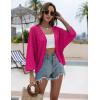 Zeagoo Womens Summer Crochet Cardigan Sweaters Lightweight Open Front 3/4 Sleeve Batwing Kimono Boho Knit Cover Ups 2026(Hot Pink)