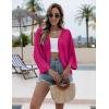 Zeagoo Womens Summer Crochet Cardigan Sweaters Lightweight Open Front 3/4 Sleeve Batwing Kimono Boho Knit Cover Ups 2026(Hot Pink)