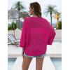 Zeagoo Womens Summer Crochet Cardigan Sweaters Lightweight Open Front 3/4 Sleeve Batwing Kimono Boho Knit Cover Ups 2026(Hot Pink)
