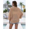 Zeagoo Womens Summer Crochet Cardigan Sweaters Lightweight Open Front 3/4 Sleeve Batwing Kimono Boho Knit Cover Ups 2026(Khaki)