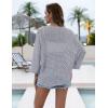 Zeagoo Womens Summer Crochet Cardigan Sweaters Lightweight Open Front 3/4 Sleeve Batwing Kimono Boho Knit Cover Ups 2026(Light Grey)