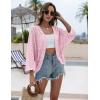 Zeagoo Womens Summer Crochet Cardigan Sweaters Lightweight Open Front 3/4 Sleeve Batwing Kimono Boho Knit Cover Ups 2026(Pink)