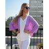 Zeagoo Womens Summer Crochet Cardigan Sweaters Lightweight Open Front 3/4 Sleeve Batwing Kimono Boho Knit Cover Ups 2026(Purple)