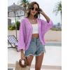 Zeagoo Womens Summer Crochet Cardigan Sweaters Lightweight Open Front 3/4 Sleeve Batwing Kimono Boho Knit Cover Ups 2026(Purple)
