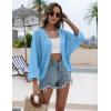 Zeagoo Womens Summer Crochet Cardigan Sweaters Lightweight Open Front 3/4 Sleeve Batwing Kimono Boho Knit Cover Ups 2026(Teal)