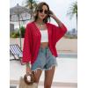 Zeagoo Womens Summer Crochet Cardigan Sweaters Lightweight Open Front 3/4 Sleeve Batwing Kimono Boho Knit Cover Ups 2026(Wine Red)