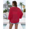 Zeagoo Womens Summer Crochet Cardigan Sweaters Lightweight Open Front 3/4 Sleeve Batwing Kimono Boho Knit Cover Ups 2026(Wine Red)