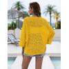 Zeagoo Womens Summer Crochet Cardigan Sweaters Lightweight Open Front 3/4 Sleeve Batwing Kimono Boho Knit Cover Ups 2026(Yellow)