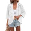 Zeagoo Womens Summer Crochet Cardigan Sweaters Lightweight Open Front 3/4 Sleeve Batwing Kimono Boho Knit Cover Ups 2026(A_white)